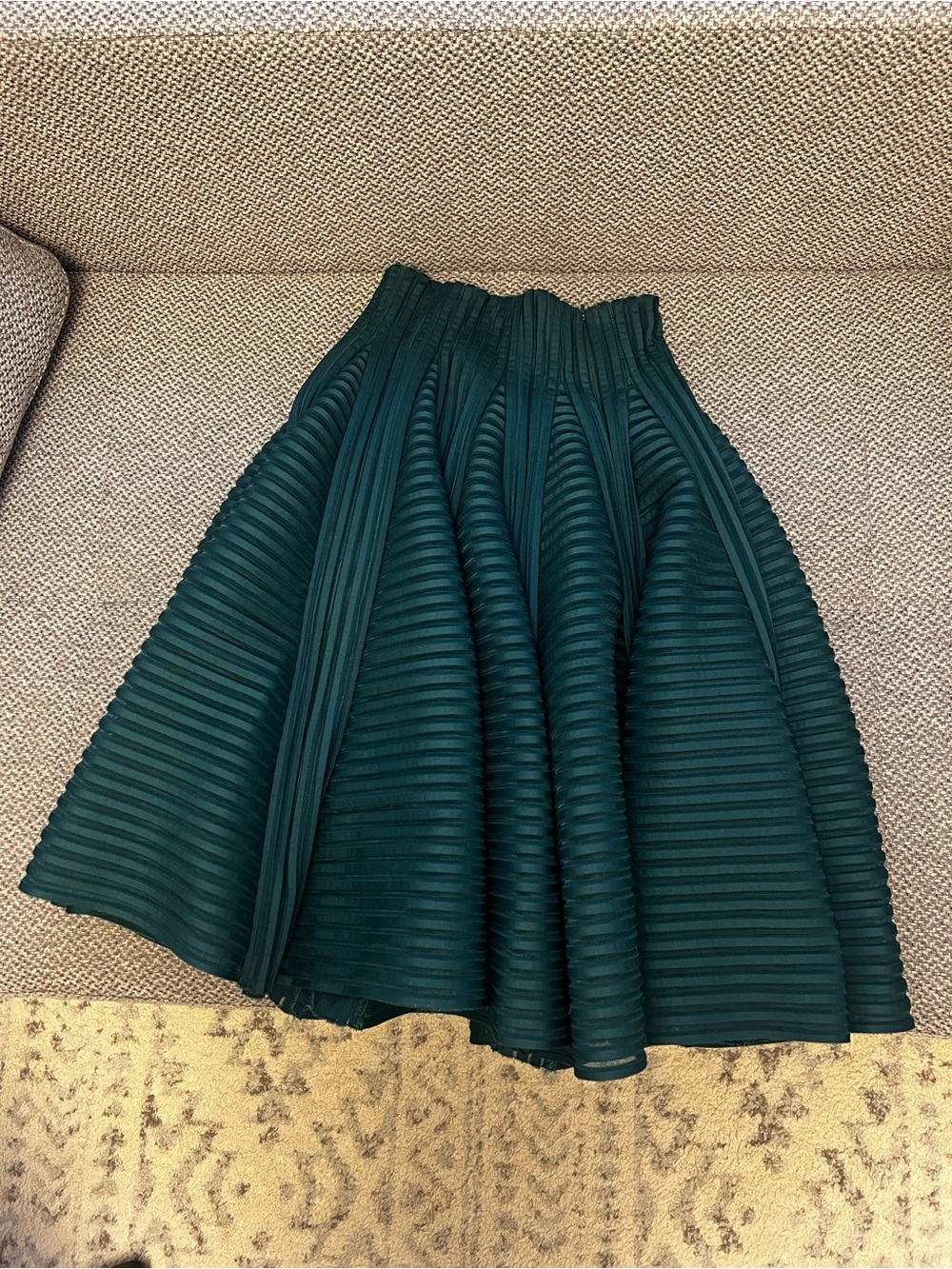 Maje Teal Ribbed Full Circle Skirt